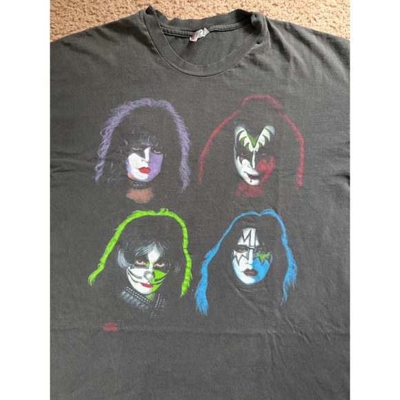 Hanes T Shirt Men XL Black Kiss Band Rock ConcertGraphic Tee Vintage 90 - Picture 4 of 8